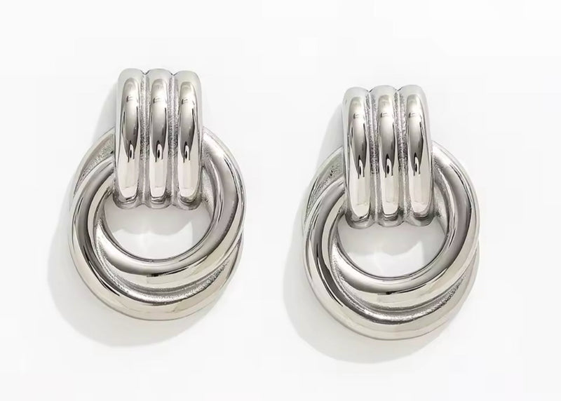Mirrored Triple Strand Knot Earrings