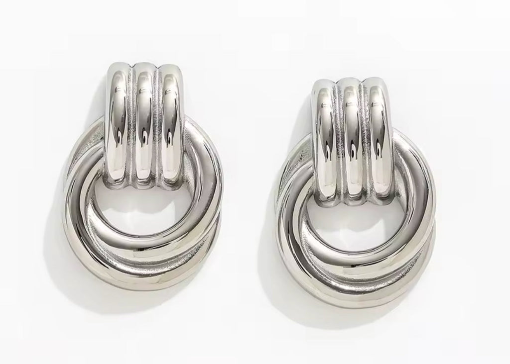 Mirrored Triple Strand Knot Earrings