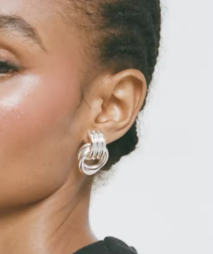Mirrored Triple Strand Knot Earrings