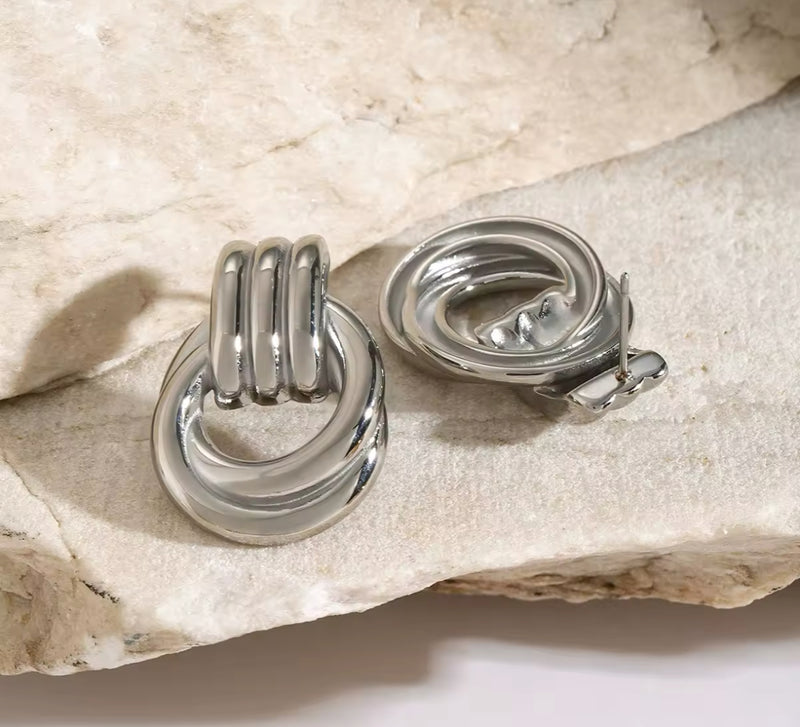 Mirrored Triple Strand Knot Earrings