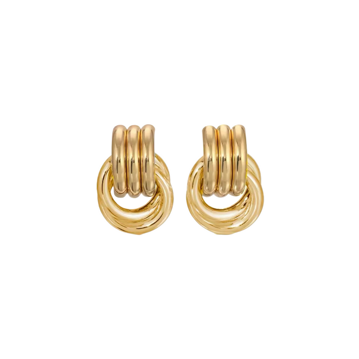 Gold Triple Strand Knot Earrings